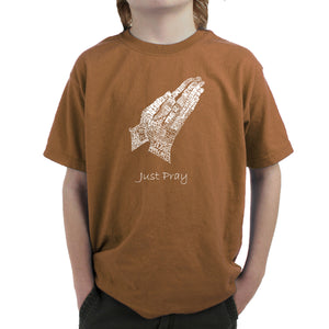 Prayer Hands -  Boy's Word Art T-Shirt