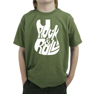 Rock And Roll Guitar - Boy's Word Art T-Shirt