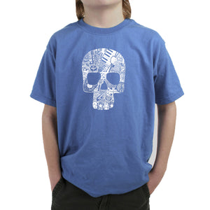 Rock n Roll Skull - Boy's Word Art T-Shirt
