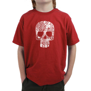 Rock n Roll Skull - Boy's Word Art T-Shirt