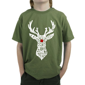Santa's Reindeer  - Boy's Word Art T-Shirt