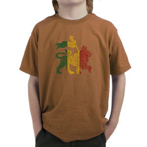 One Love Rasta Lion - Boy's Word Art T-Shirt
