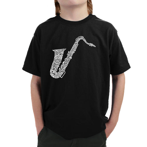 Sax - Boy's Word Art T-Shirt