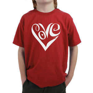 Script Love Heart  - Boy's Word Art T-Shirt