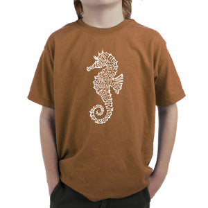 Types of Seahorse - Boy's Word Art T-Shirt