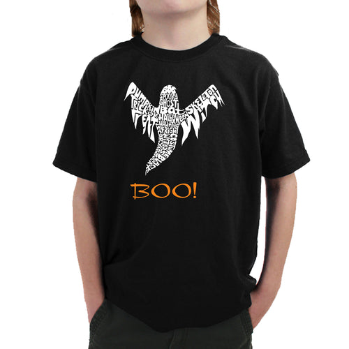 Halloween Ghost - Boy's Word Art T-Shirt
