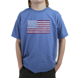 50 States USA Flag  - Boy's Word Art T-Shirt