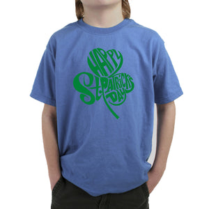 St Patricks Day Shamrock  - Boy's Word Art T-Shirt