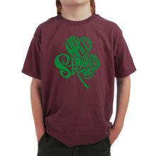 Load image into Gallery viewer, St Patricks Day Shamrock  - Boy&#39;s Word Art T-Shirt