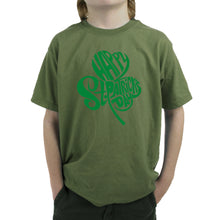 Load image into Gallery viewer, St Patricks Day Shamrock  - Boy&#39;s Word Art T-Shirt