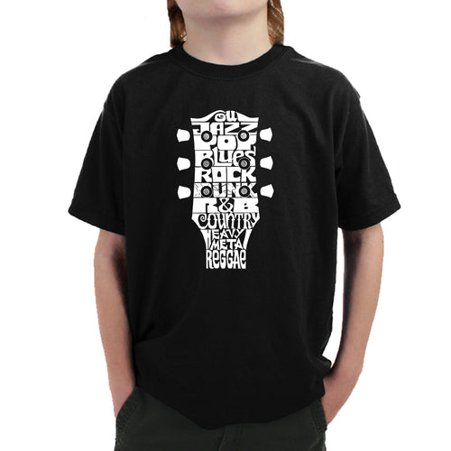 Guitar Head Music Genres  - Boy's Word Art T-Shirt