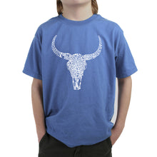 Load image into Gallery viewer, Texas Skull - Boy&#39;s Word Art T-Shirt