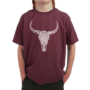 Texas Skull - Boy's Word Art T-Shirt