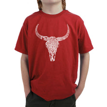 Load image into Gallery viewer, Texas Skull - Boy&#39;s Word Art T-Shirt