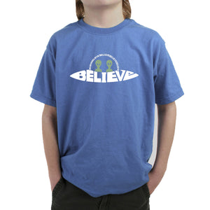 Believe UFO - Boy's Word Art T-Shirt
