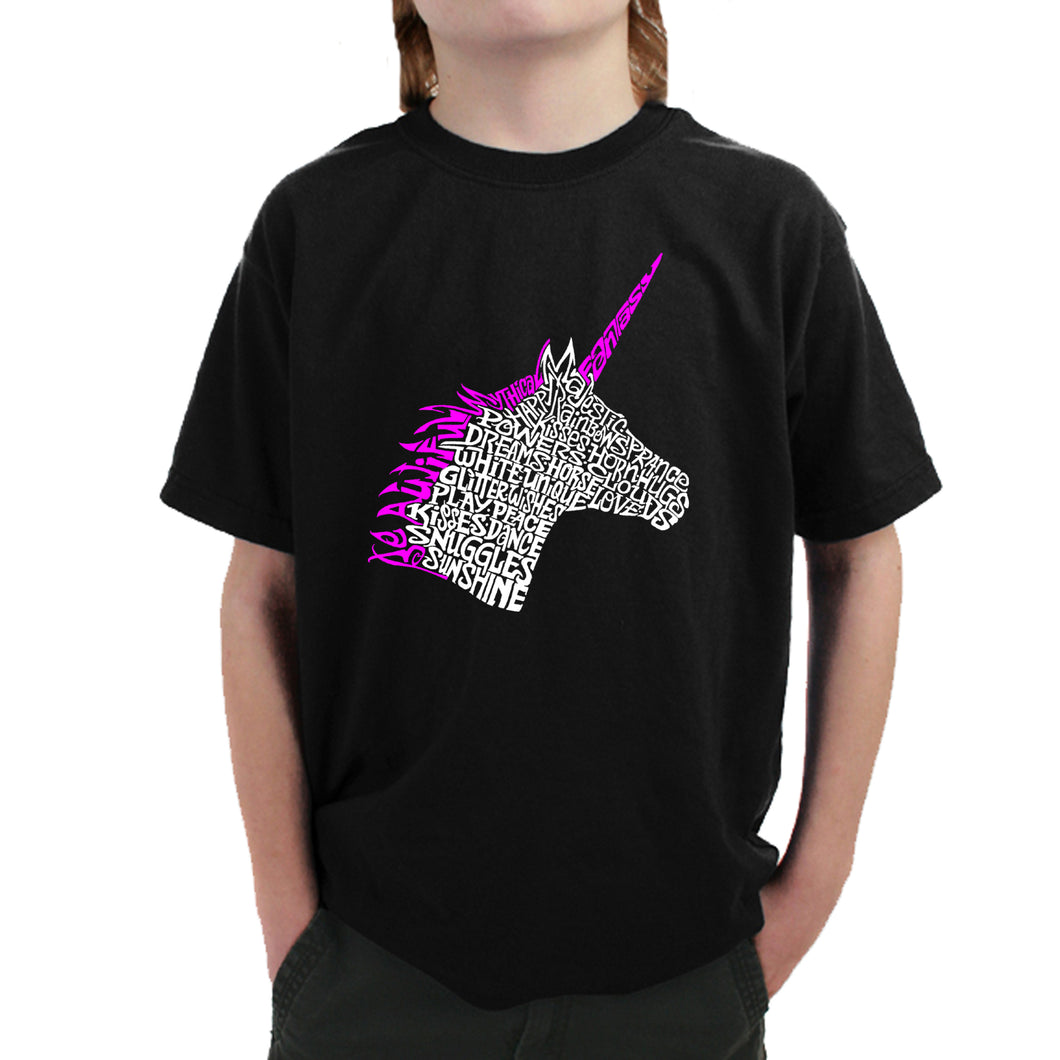 Unicorn - Boy's Word Art T-Shirt