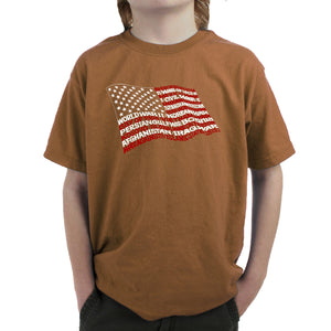 American Wars Tribute Flag - Boy's Word Art T-Shirt