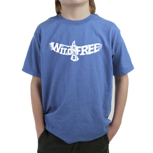 Wild and Free Eagle - Boy's Word Art T-Shirt