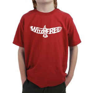 Wild and Free Eagle - Boy's Word Art T-Shirt