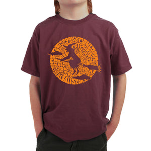 Spooky Witch  - Boy's Word Art T-Shirt
