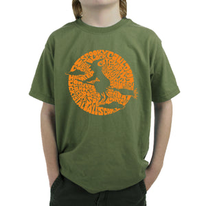 Spooky Witch  - Boy's Word Art T-Shirt