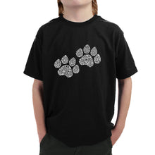 Load image into Gallery viewer, Woof Paw Prints -  Boy&#39;s Word Art T-Shirt