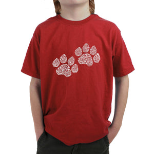Woof Paw Prints -  Boy's Word Art T-Shirt