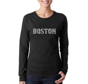 BOSTON NEIGHBORHOODS - Women's Word Art Long Sleeve T-Shirt