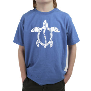 Hawaiian Islands Honu Turtle  - Boy's Word Art T-Shirt