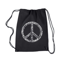 Load image into Gallery viewer, THE WORD PEACE IN 77 LANGUAGES - Drawstring Backpack