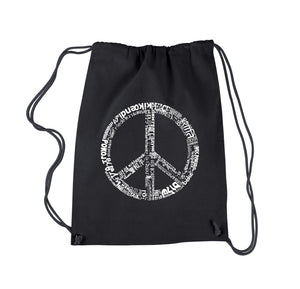 THE WORD PEACE IN 77 LANGUAGES - Drawstring Backpack