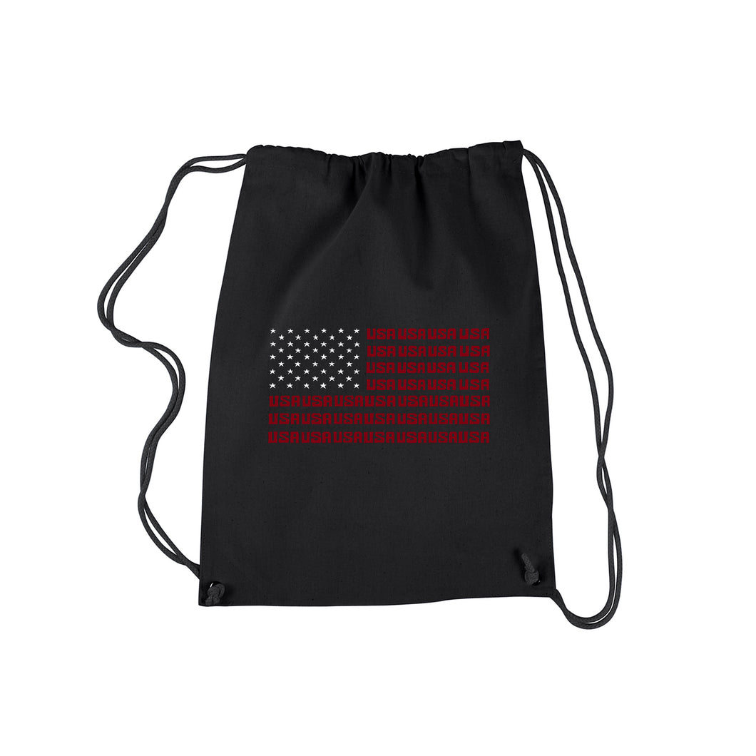 USA Flag  - Drawstring Backpack