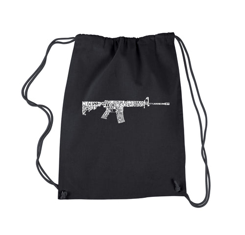 AR15 2nd Amendment Word Art - Drawstring Backpack