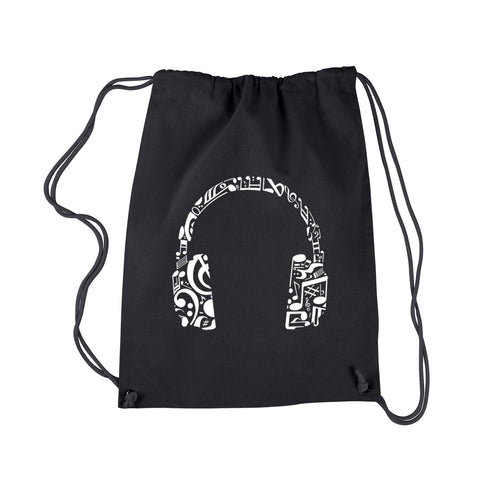 Music Note Headphones - Drawstring Backpack