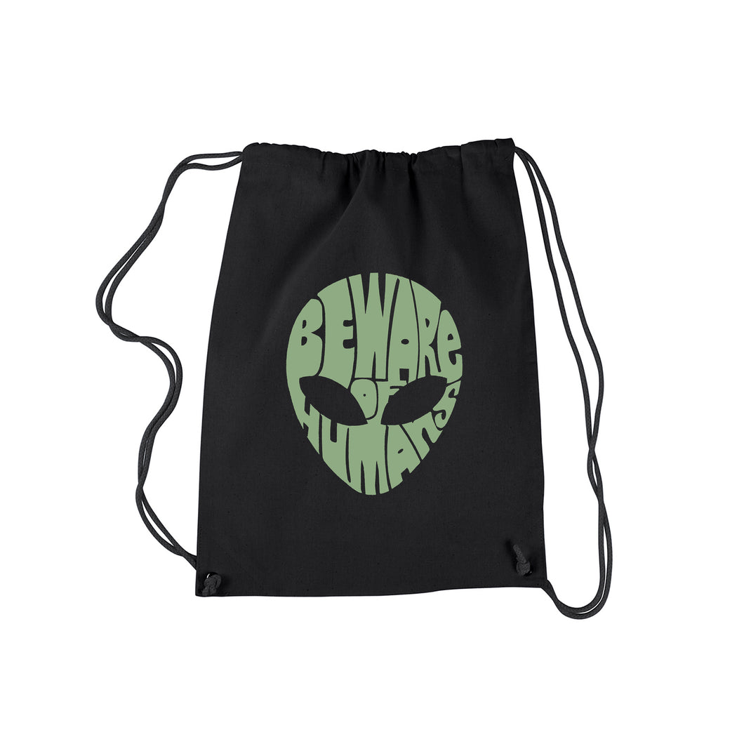 Beware of Humans - Drawstring Backpack