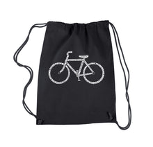 Load image into Gallery viewer, SAVE A PLANET, RIDE A BIKE - Drawstring Backpack