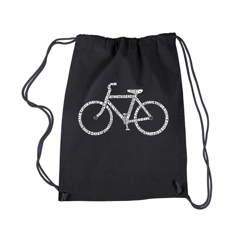 SAVE A PLANET, RIDE A BIKE - Drawstring Backpack
