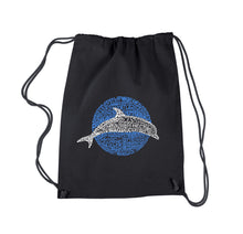 Load image into Gallery viewer, Species of Dolphin -  Drawstring Word Art Backpack
