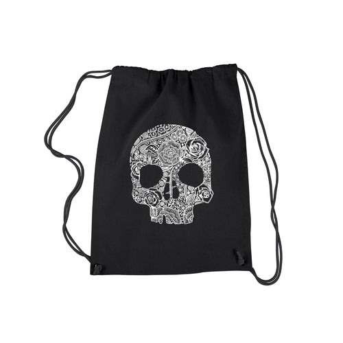 Flower Skull  - Drawstring Backpack