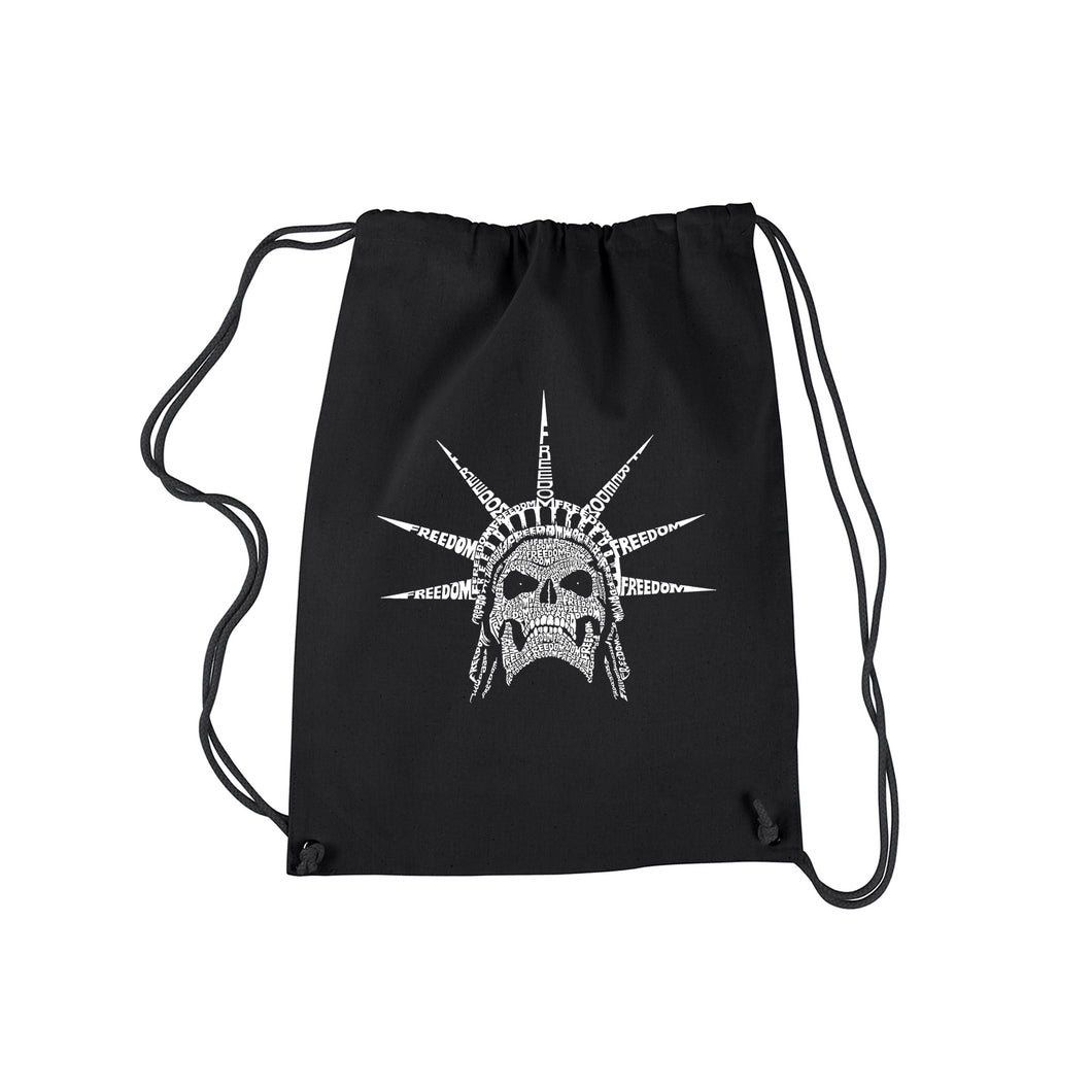 Freedom Skull  - Drawstring Backpack