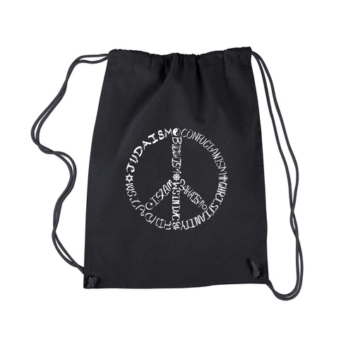 Different Faiths peace sign -  Drawstring Backpack