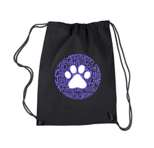 Load image into Gallery viewer, Gandhi&#39;s Quote on Animal Treatment -  Drawstring Word Art Backpack