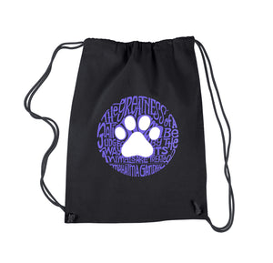 Gandhi's Quote on Animal Treatment -  Drawstring Word Art Backpack