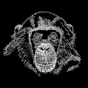 LA Pop Art Women's Dolman Cut Word Art Shirt - Chimpanzee