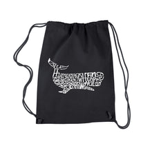 Load image into Gallery viewer, Humpback Whale -  Drawstring Word Art Backpack