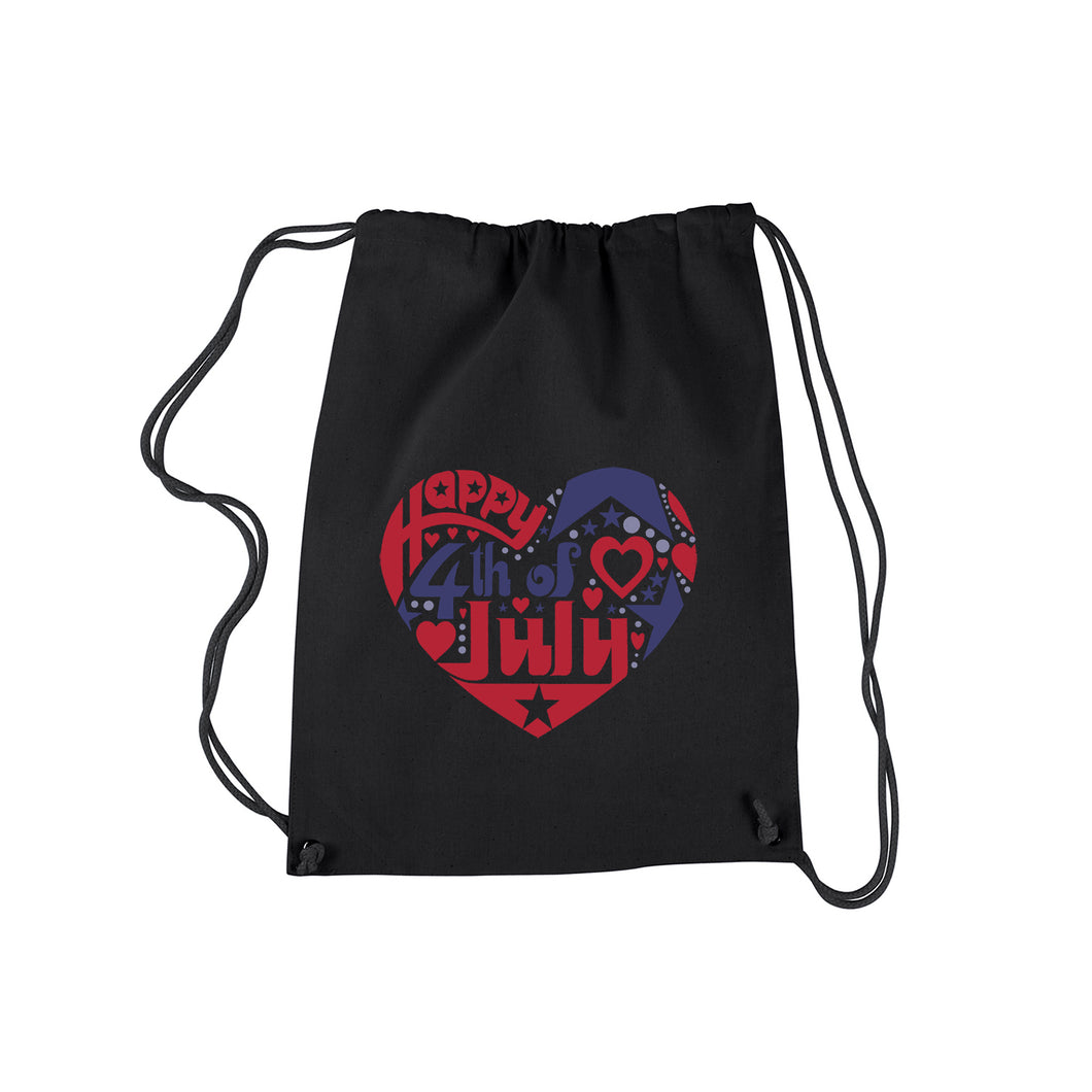 Drawstring Backpack - July 4th Heart