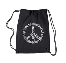 Load image into Gallery viewer, THE WORD PEACE IN 20 LANGUAGES - Drawstring Backpack