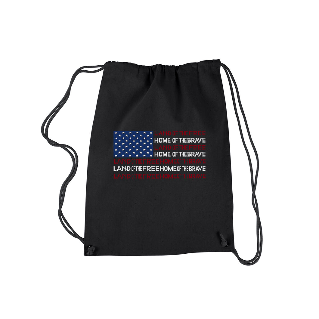 Land of the Free American Flag  - Drawstring Backpack