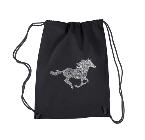 Horse Breeds -  Drawstring Word Art Backpack