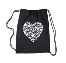 Load image into Gallery viewer, Paw Prints Heart  - Drawstring Backpack
